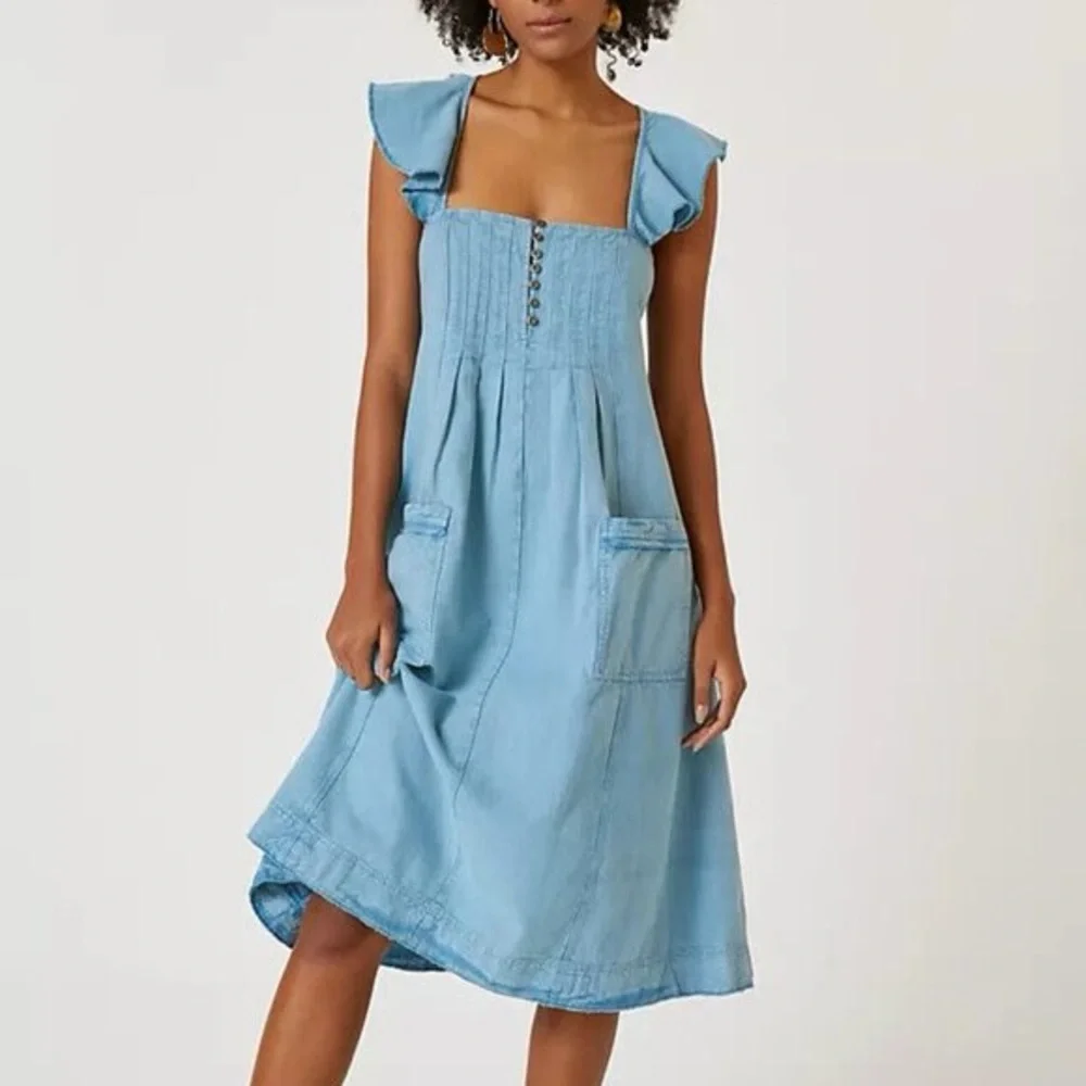 anthro denim dress Pilcro | Dresses | Pilcro Flutter Sleeve Midi glam for good Sherri Hill 56932 Dress Button down SIZES:3XL